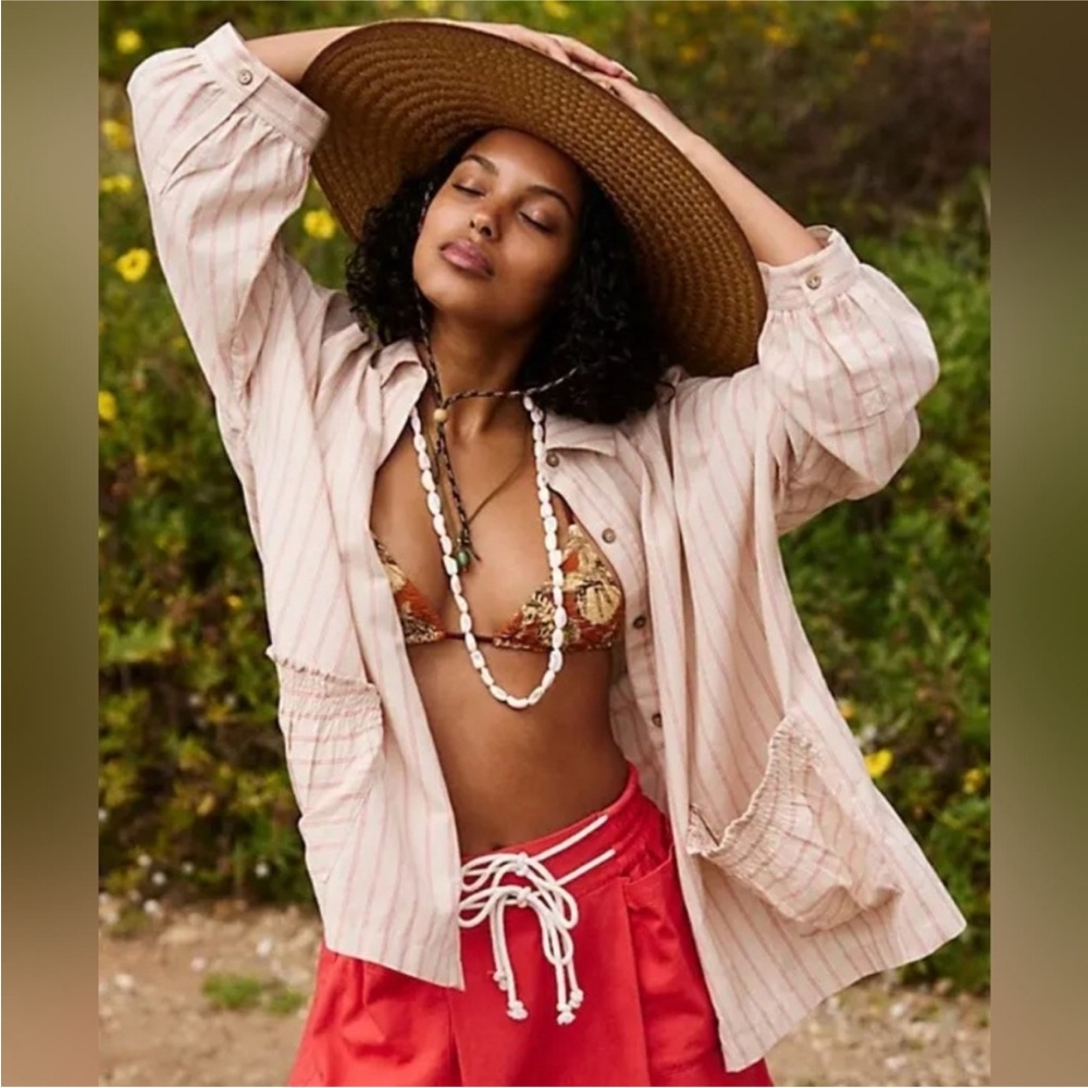 Free People Linen Just Like Me Shirt Jacket
